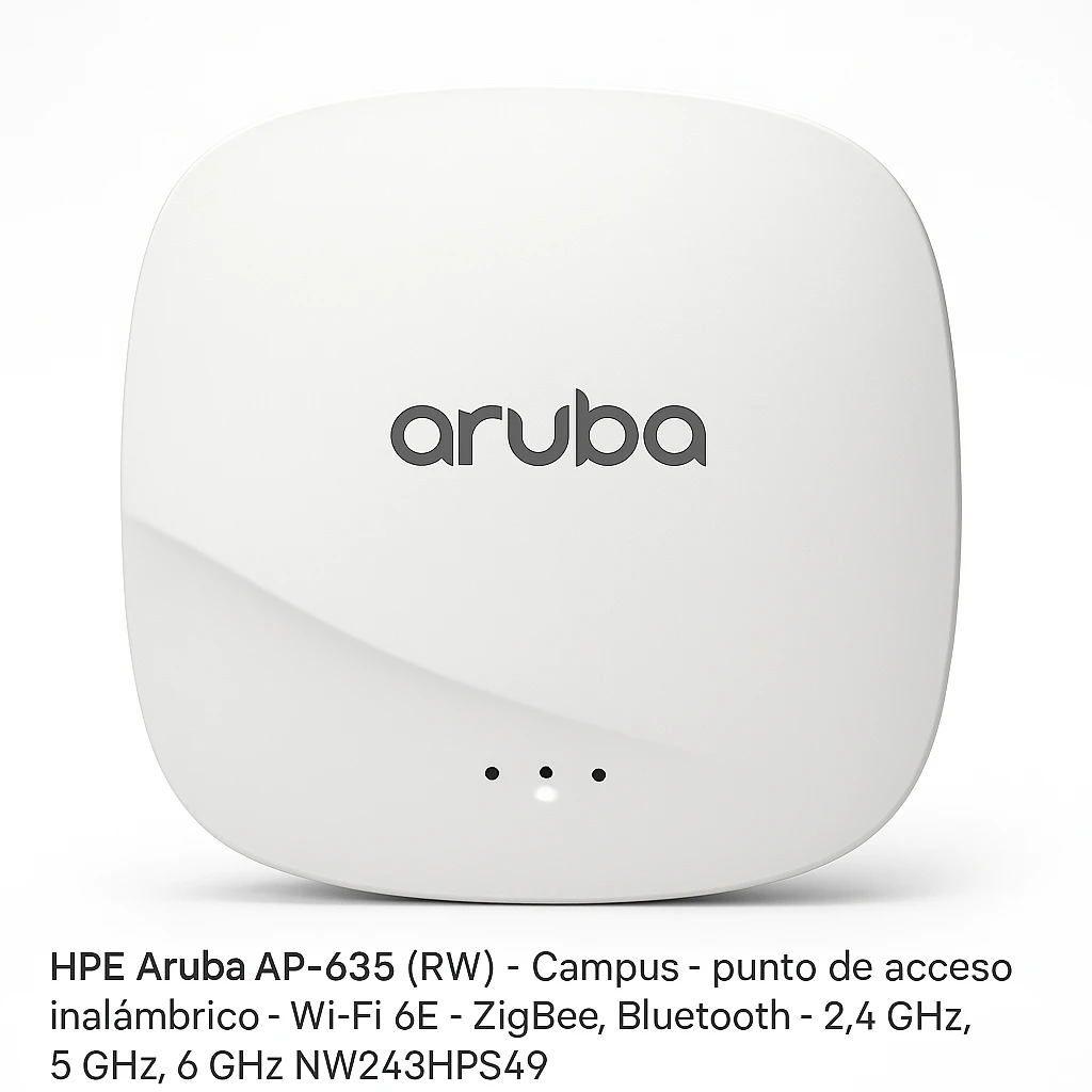 HPE Aruba AP-635 (RW) - Campus - punto de acceso inalámbrico - Wi-Fi 6E - ZigBee, Bluetooth - 2.4 GHz, 5 GHz, 6 GHz