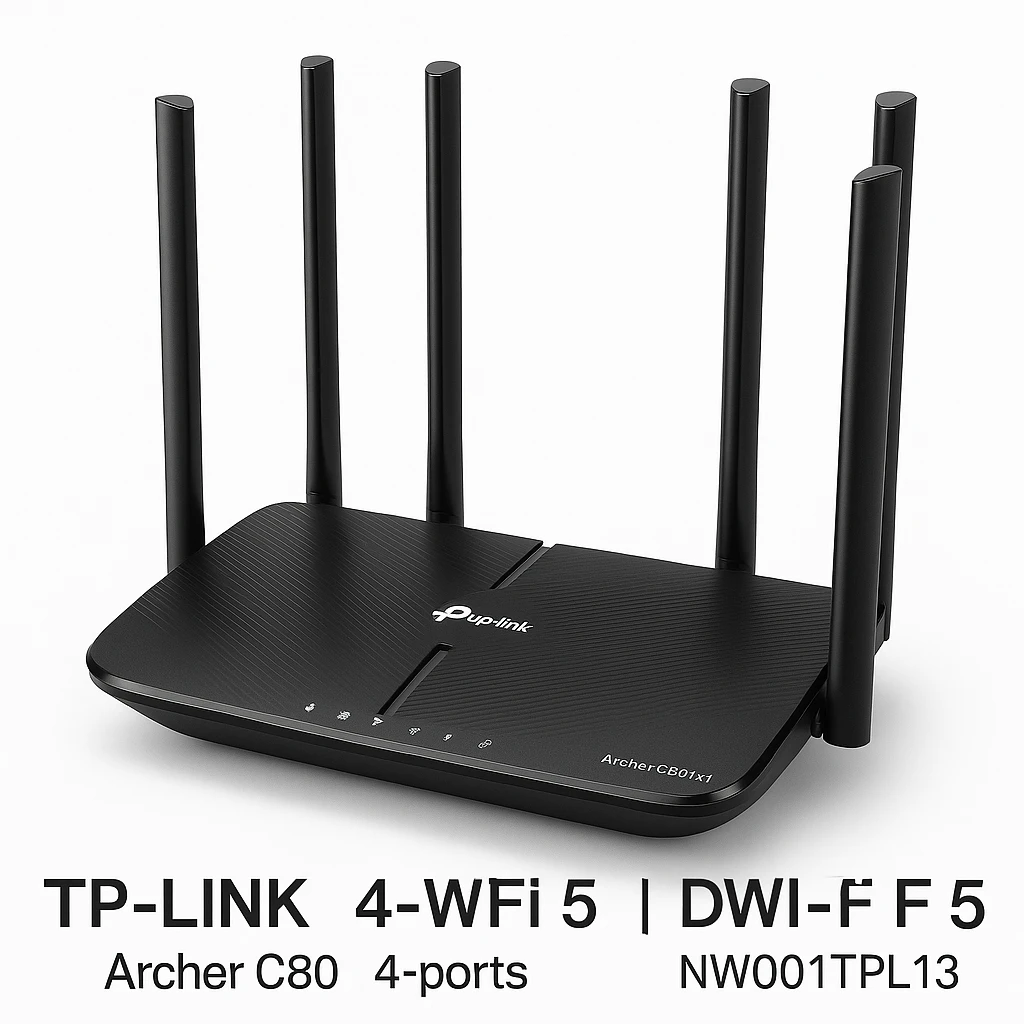 TP-LINK Archer C80 V1 - Enrutador inalámbrico conmutador de 4 puertos - 1GbE - Wi-Fi 5 - Doble banda