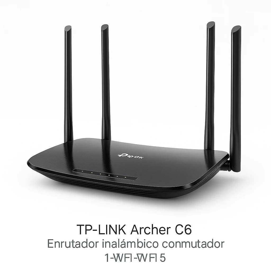 TP-LINK Archer C6 - Enrutador inalámbrico conmutador de 4 puertos - 1GbE - Wi-Fi 5 - Doble banda