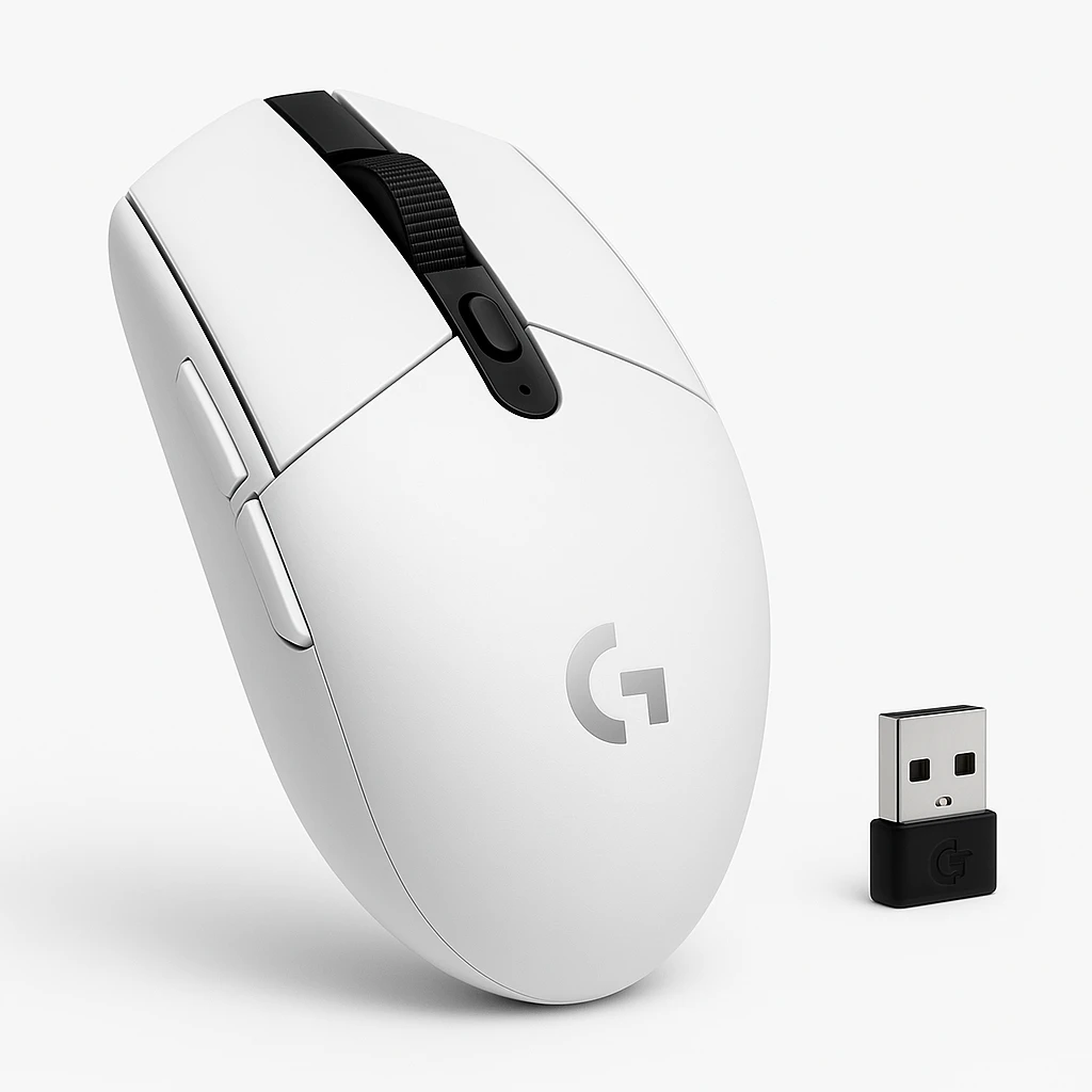 Logitech G G305 - Ratón - óptico - 6 botones - inalámbrico - 2.4 GHz - receptor inalámbrico USB - blanco
