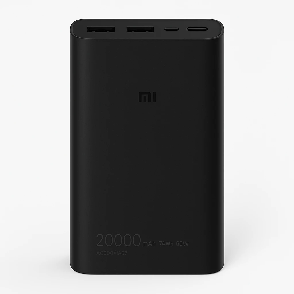 Xiaomi Mi - Cargador portátil - 20000 mAh - 74 Wh - 50 vatios - 4 A - High Power Flash - 3 conectores de salida (USB, 24 pin USB-C) - negro