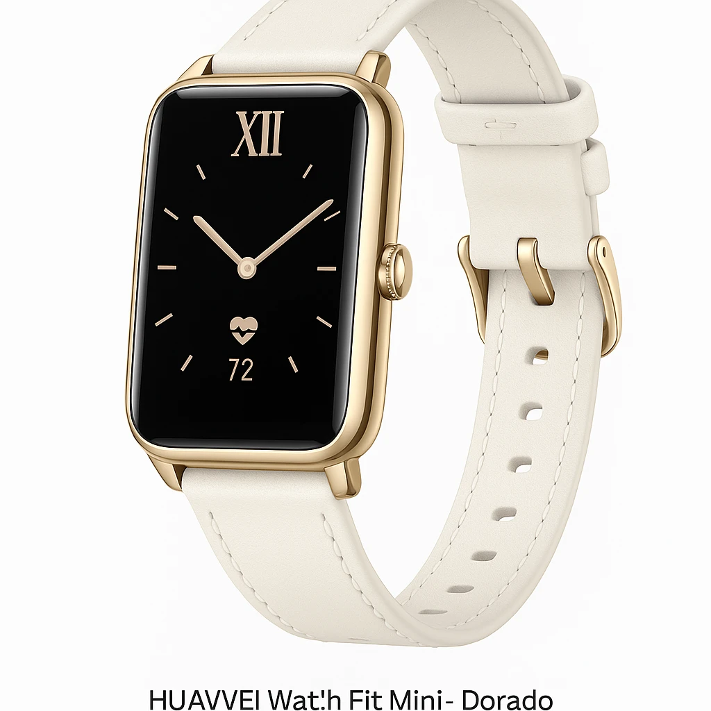 Huawei Watch Fit Mini - Dorado claro - reloj inteligente con correa - cuero - blanco nieve - tamaño de la muñeca: 130-200 mm - pantalla luminosa 1.47" - Bluetooth - 20 g