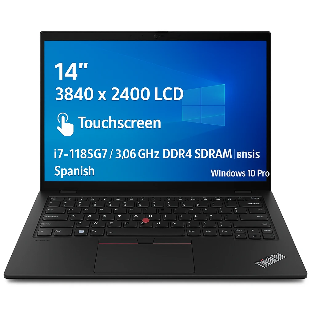 Lenovo ThinkPad - Notebook - 14" - 3840 x 2400 LCD - Touchscreen - Intel Core i7 I7-1185G7 / 3.06 GHz - DDR4 SDRAM - 512 GB SSD - Windows 10 Pro - Black - Spanish - 3-year warranty