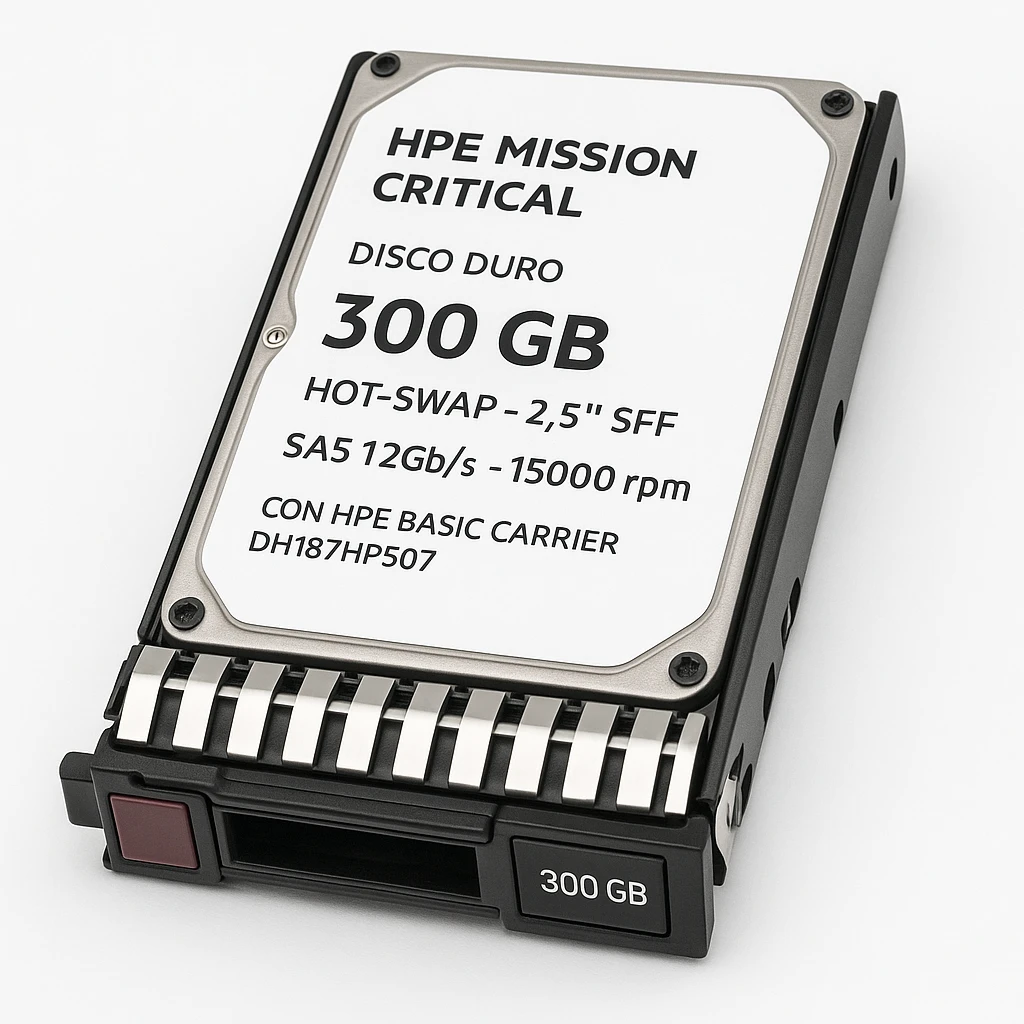 HPE Mission Critical - Disco duro - 300 GB - hot-swap - 2.5" SFF - SAS 12Gb/s - 15000 rpm - con HPE Basic Carrier