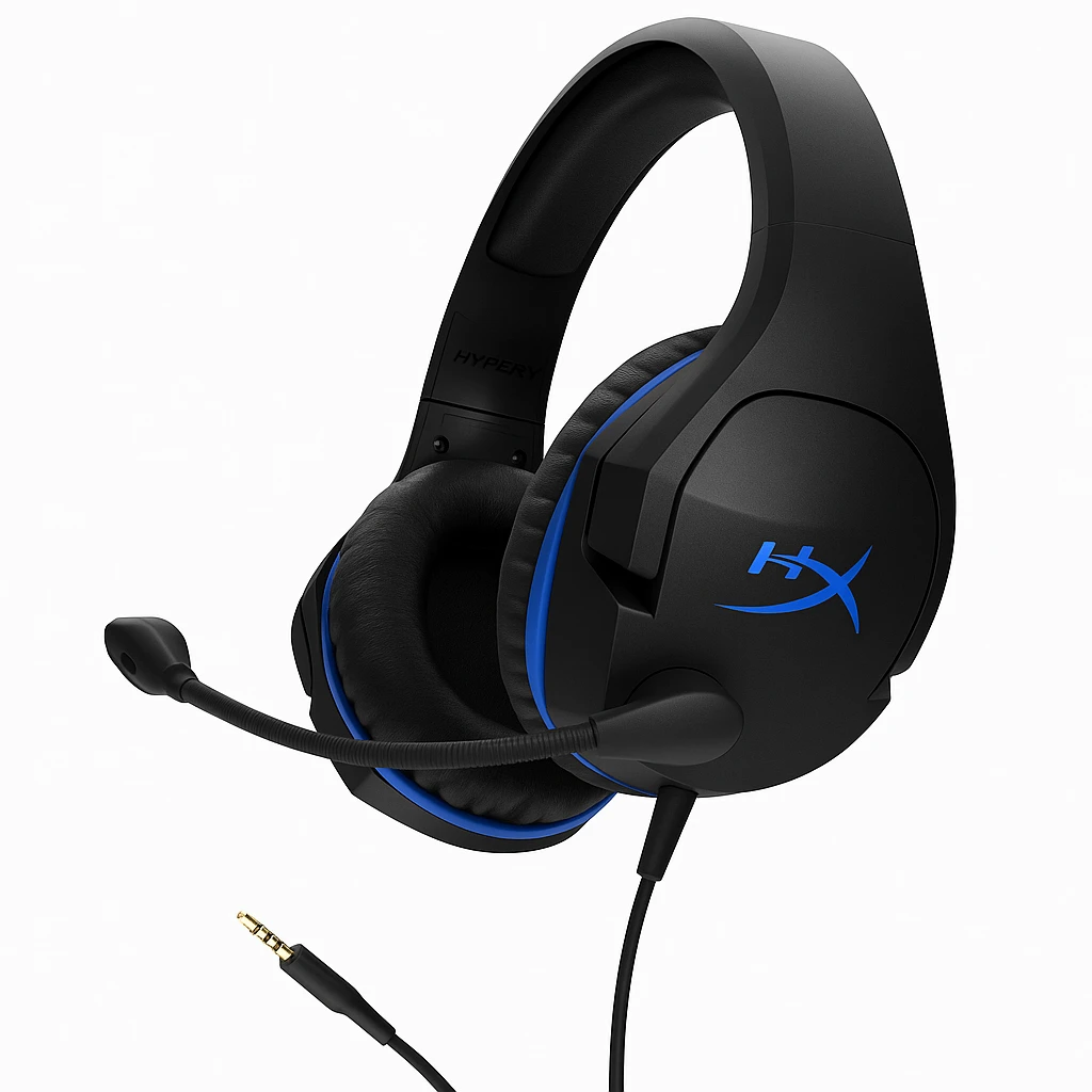 HyperX Cloud Stinger - Gaming - auricular - tamaño completo - cableado - conector de 3,5 mm - negro, azul - para Sony PlayStation 4, 5