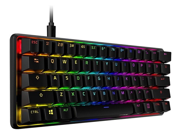 HyperX Alloy Origins 60 - Teclado - retroiluminación - USB-C - QWERTY - EE. UU. - interruptor: HyperX Red - negro