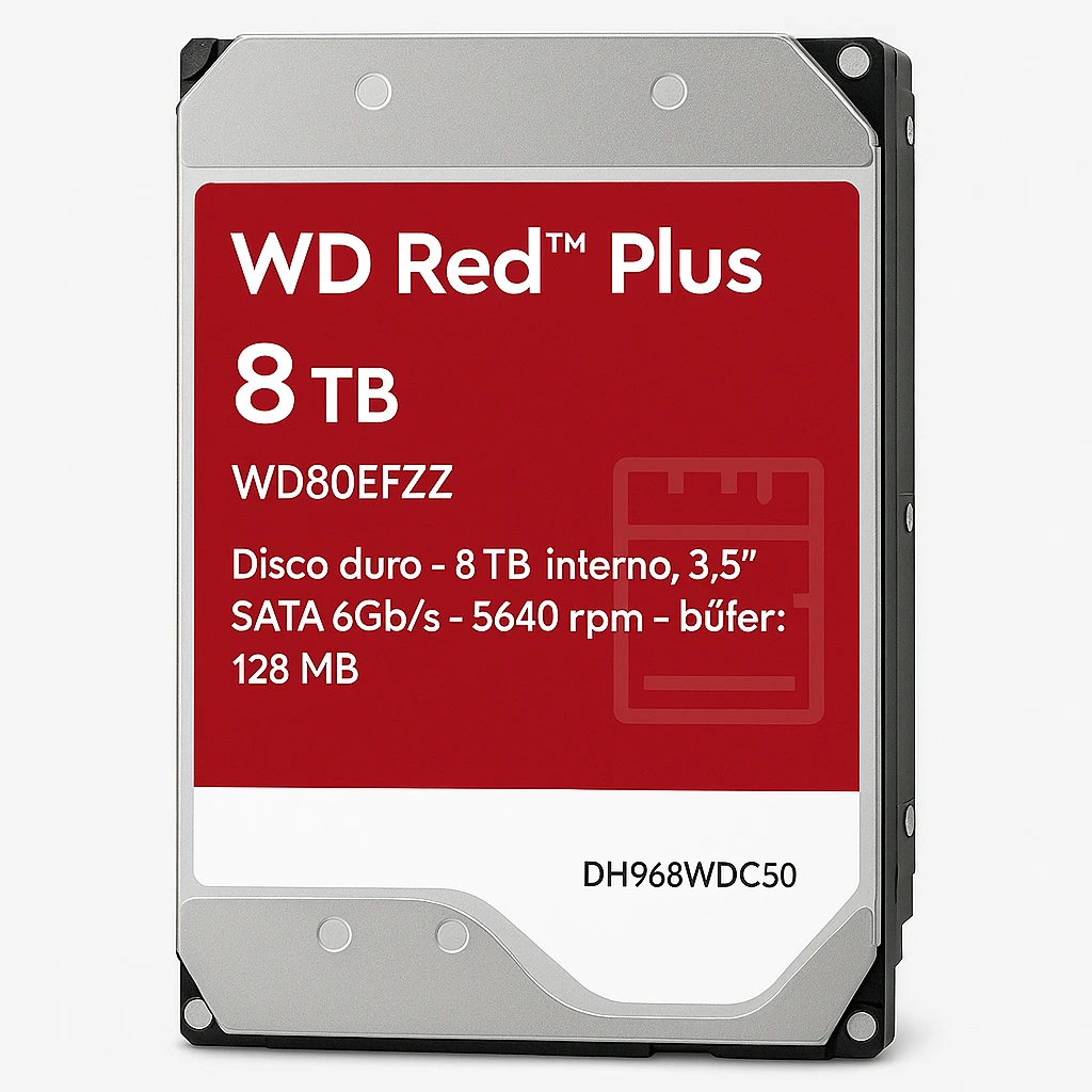 WD Red Plus WD80EFZZ - Disco duro - 8 TB - interno - 3.5" - SATA 6Gb/s - 5640 rpm - búfer: 128 MB