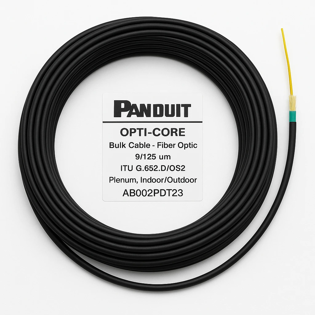 Panduit Opti-Core - Cable al por mayor - fibra óptica - 9/125 micrones - ITU G.652.D/OS2 - plenum, trenzado, interior/exterior - negro