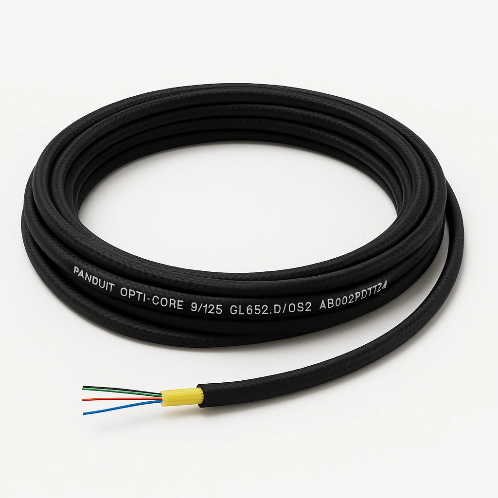 Panduit Opti-Core - Cable al por mayor - fibra óptica - 9/125 micrones - ITU G.652.D/OS2 - plenum, trenzado, interior/exterior - negro