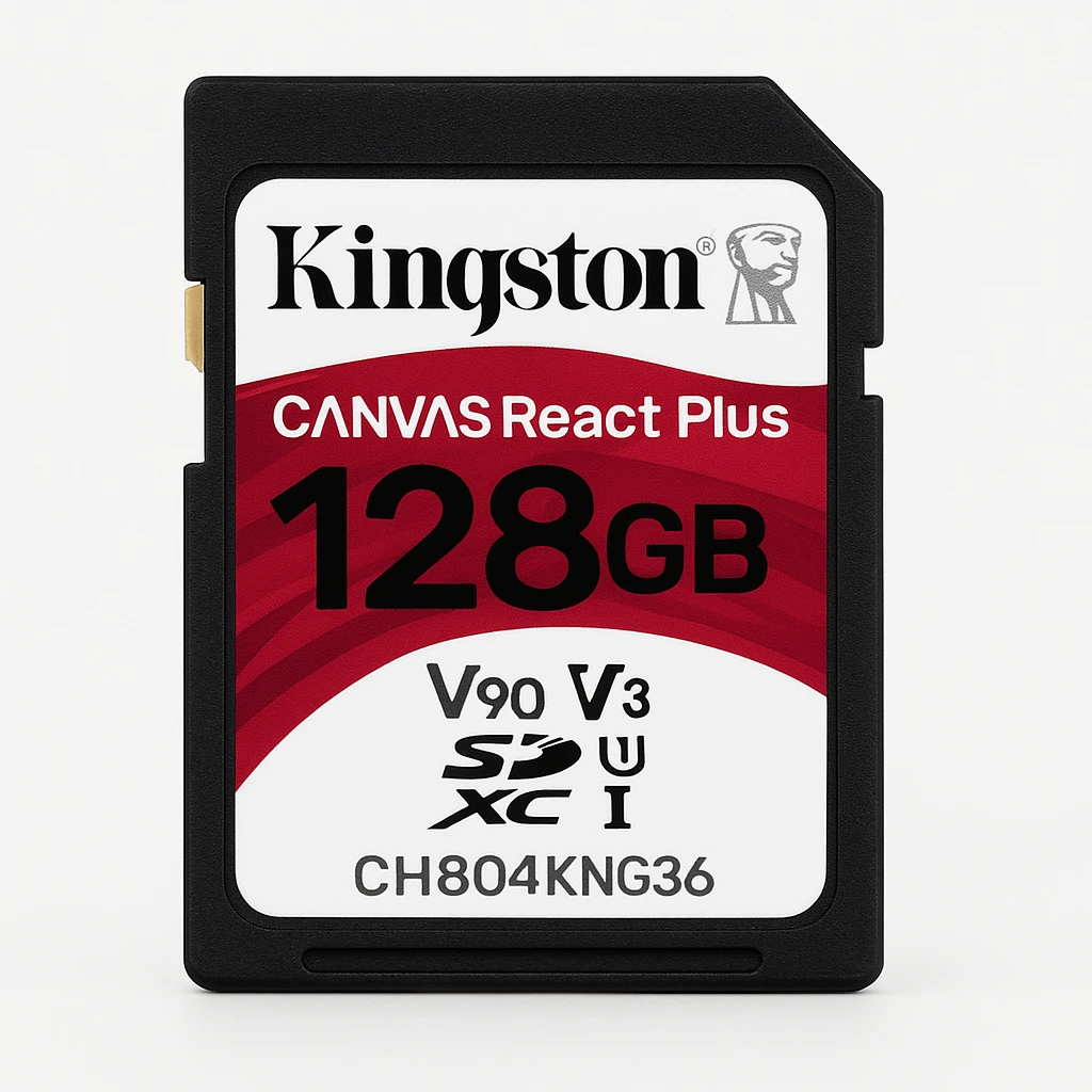 Kingston Canvas React Plus - Tarjeta de memoria flash - 128 GB - Video Class V90 / UHS-II U3 / Class10 - SDXC UHS-II