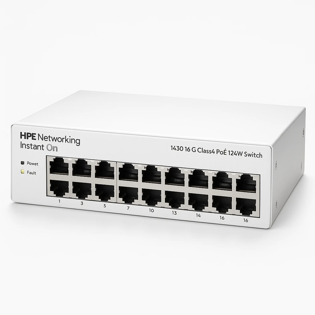 HPE Networking Instant On 1430 16G Class4 PoE 124W Switch - Conmutador - sin gestionar - 16 x 10/100/1000 (PoE Class 4) - sobremesa, montaje en rack, montaje en pared - PoE (124 W) - BTO
