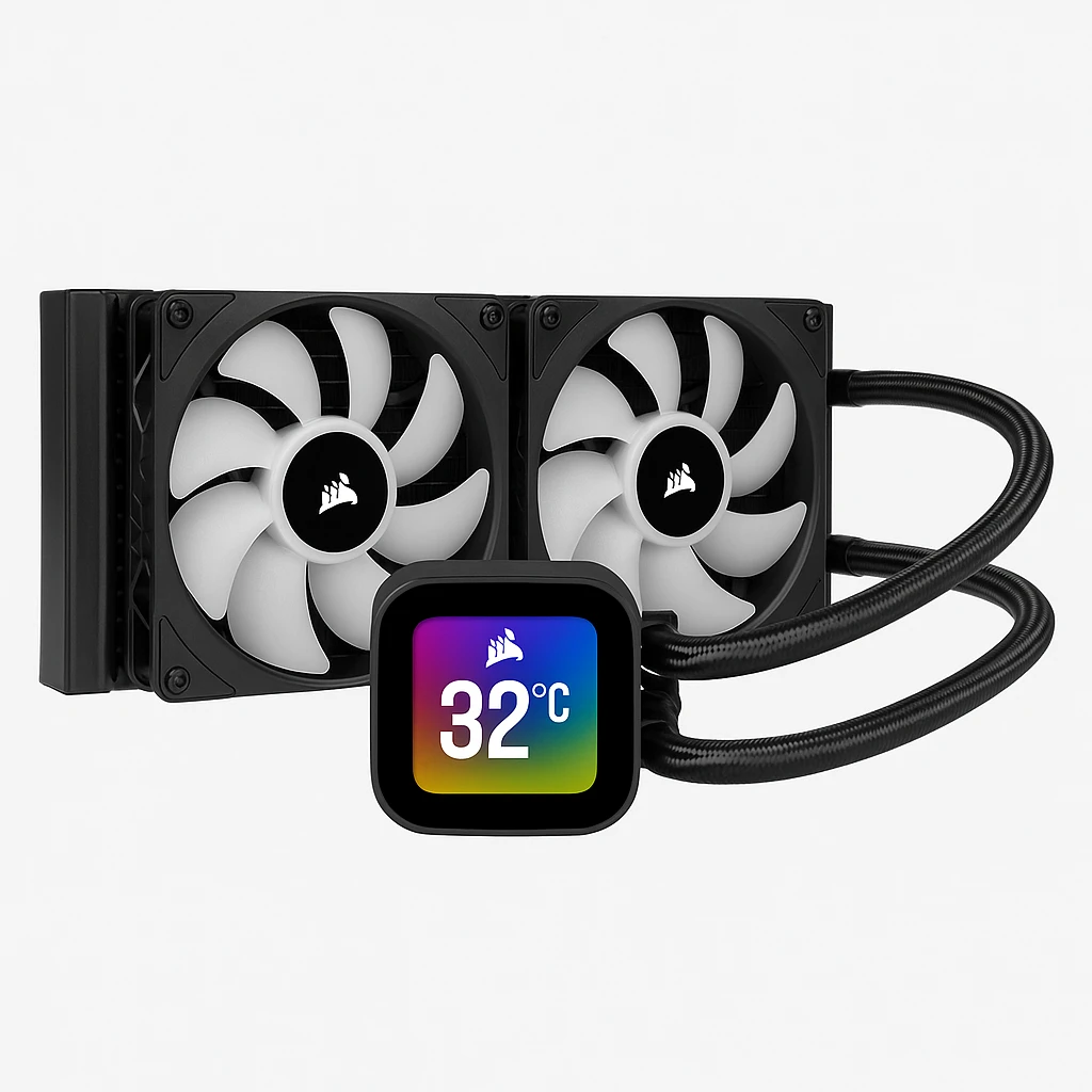 CORSAIR iCUE H100i ELITE LCD Display - Sistema de refrigeración líquida del procesador - Tamaño del radiador: 240 mm - (para: LGA1700, LGA1200, LGA1150, LGA1151, LGA1155, LGA1156, LGA1366, LG