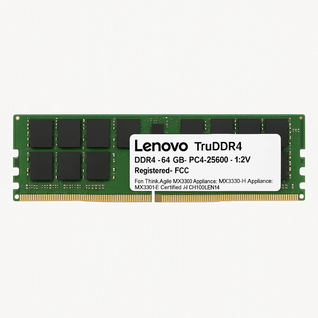 Lenovo TruDDR4 - DDR4 - módulo - 64 GB - DIMM de 288 contactos - 3200 MHz / PC4-25600 - 1.2 V - registrado - ECC - para ThinkAgile MX3330-F Appliance; MX3330-H Appliance; MX3331-F Certified N