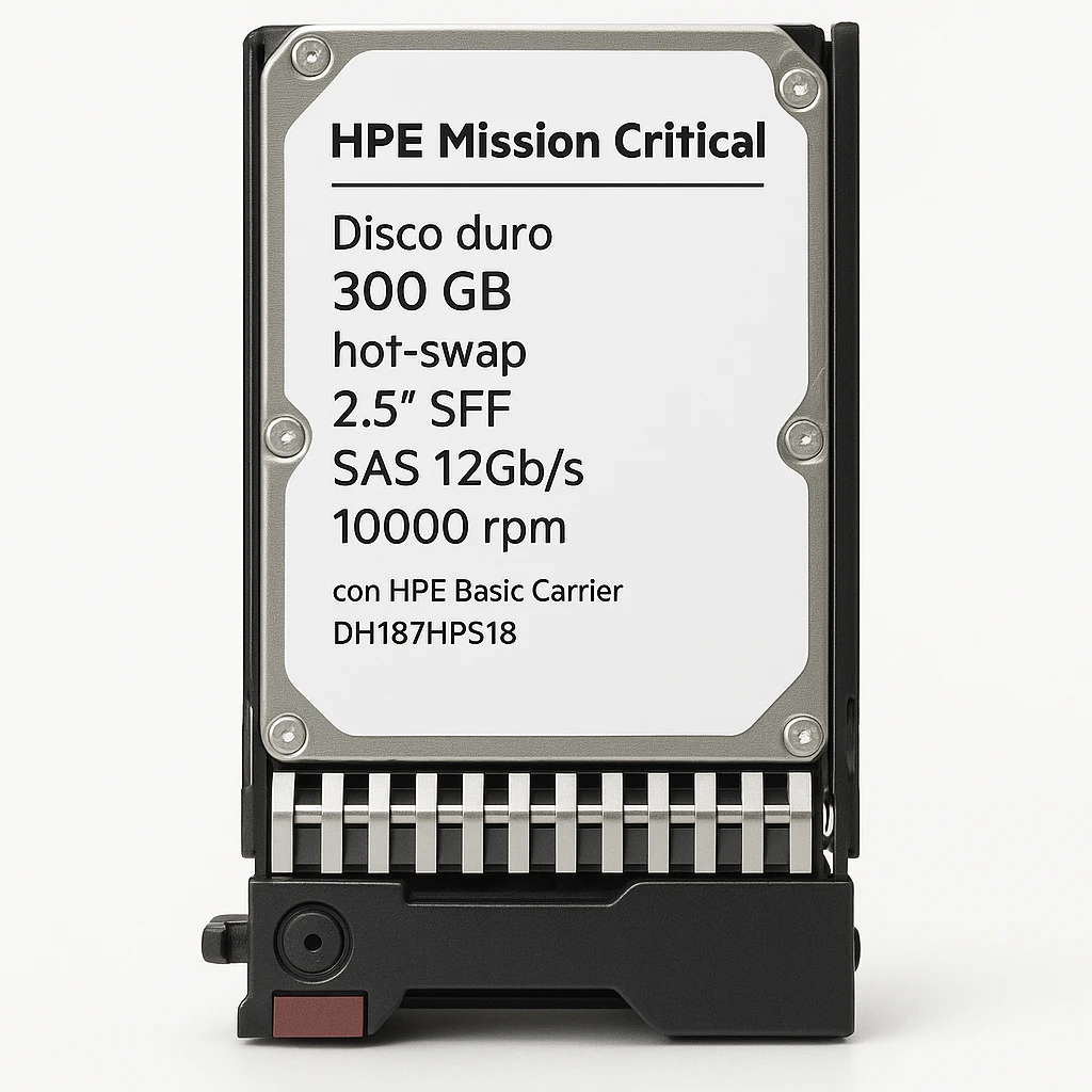HPE Mission Critical - Disco duro - 300 GB - hot-swap - 2.5" SFF - SAS 12Gb/s - 10000 rpm - con HPE Basic Carrier