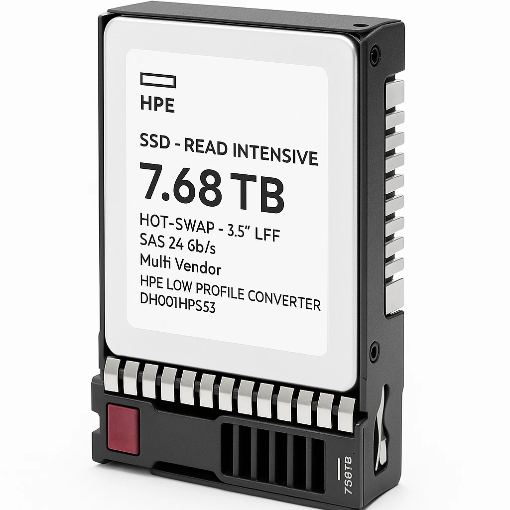 HPE - SSD - Read Intensive - 7.68 TB - hot-swap - 3.5" LFF - SAS 24Gb/s - Multi Vendor - con HPE Low Profile Converter