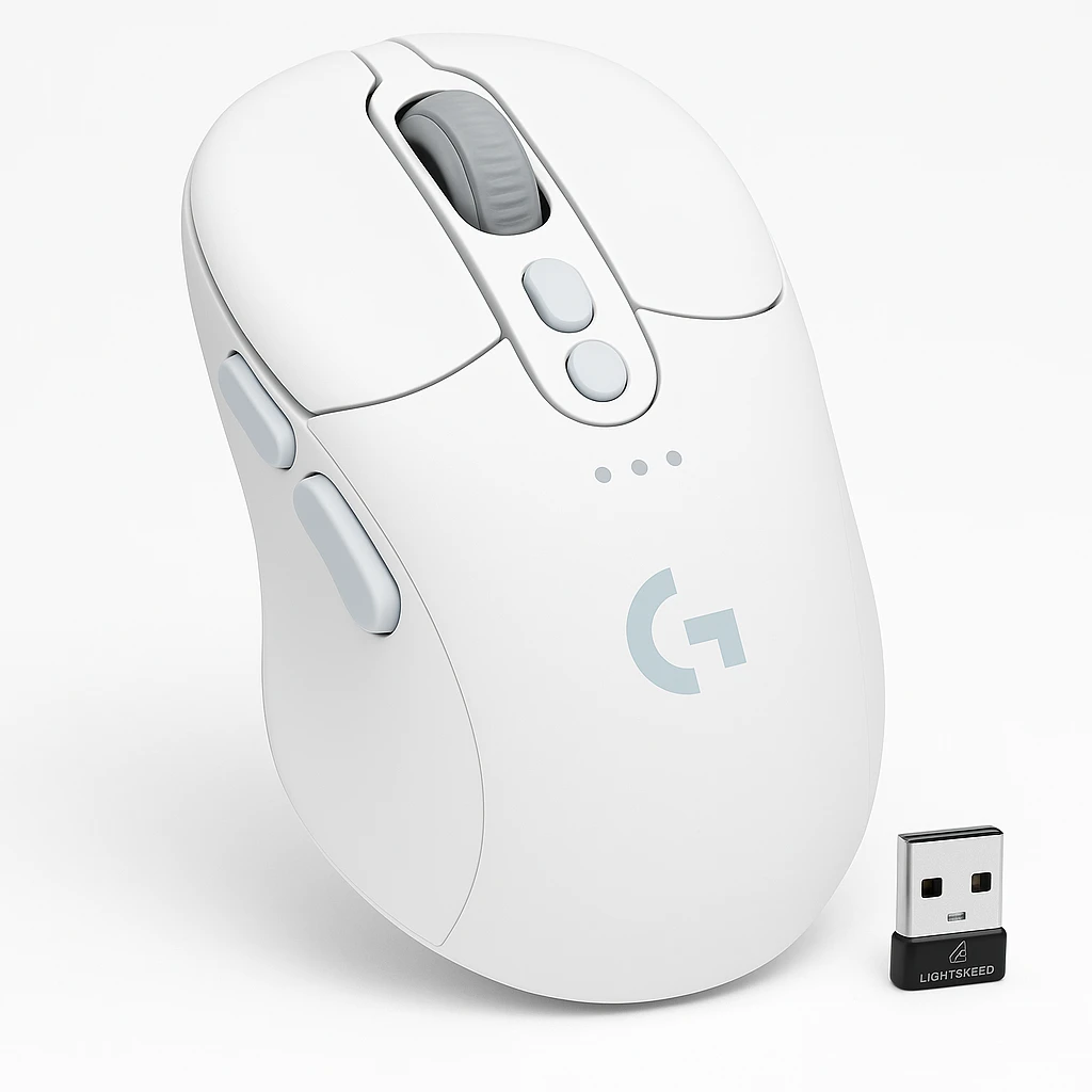 Logitech G G705 - Ratón - manos pequeñas - 6 botones - inalámbrico - Bluetooth - receptor USB de Logitech LIGHTSPEED - blanco