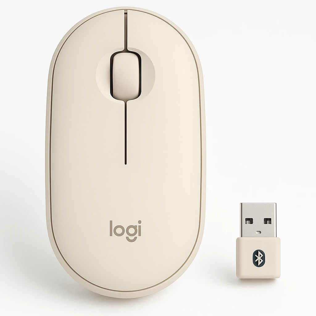 Logitech Pebble Wireless Mouse with Bluetooth or 2.4 GHz Receiver - Sand - Ratón - óptico - 3 botones - inalámbrico - Bluetooth - receptor inalámbrico USB - arena