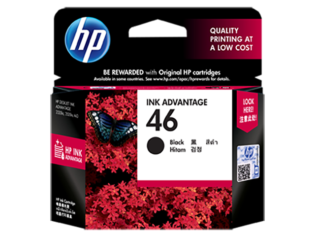 HP 46 - 26 ml - negro - original - Ink Advantage - cartucho de tinta - para Deskjet Ink Advantage Ultra 2529, Ink Advantage Ultra 57XX, Ultra Ink Advantage 2029