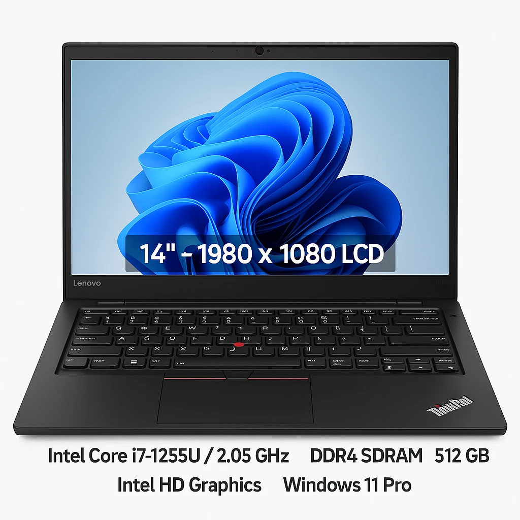 Lenovo ThinkPad - Notebook - 14" - 1980 x 1080 LCD - Intel Core ii7-1255U / 2.05 GHz - DDR4 SDRAM - 512 GB SSD - Intel HD Graphics - Windows 11 Pro