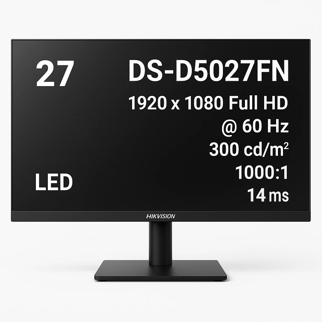 Hikvision DS-D5027FN - Monitor LED - 27" - 1920 x 1080 Full HD (1080p) @ 60 Hz - 300 cd/m² - 1000:1 - 14 ms - HDMI, VGA - negro