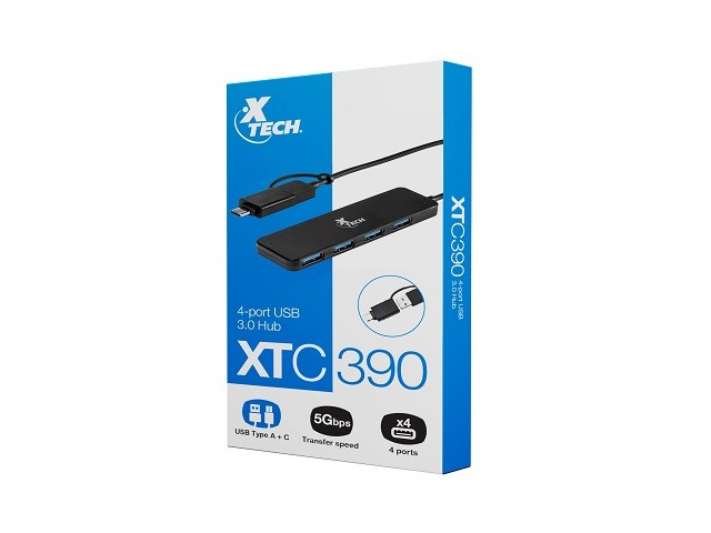 Xtech - Hub - 4 puertos - USB 3.0 XTC-390