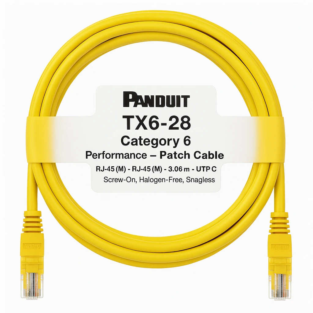 Panduit TX6-28 Category 6 Performance - Cable de interconexión - RJ-45 (M) a RJ-45 (M) - 3.05 m - UTP - CAT 6 - atornillado, sin halógenos, sin enganches, trenzado - amarillo