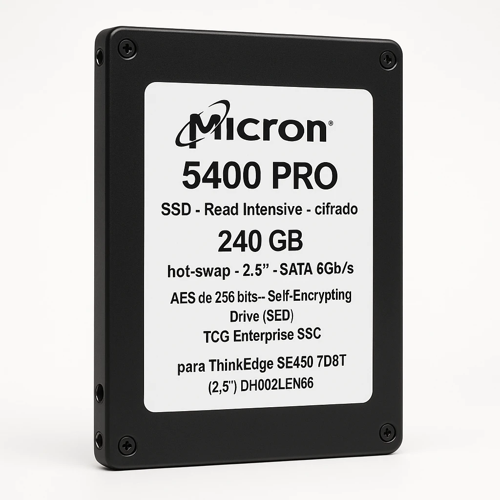 Micron 5400 PRO - SSD - Read Intensive - cifrado - 240 GB - hot-swap - 2.5" - SATA 6Gb/s - AES de 256 bits - Self-Encrypting Drive (SED), TCG Enterprise SSC - para ThinkEdge SE450 7D8T (2.5")