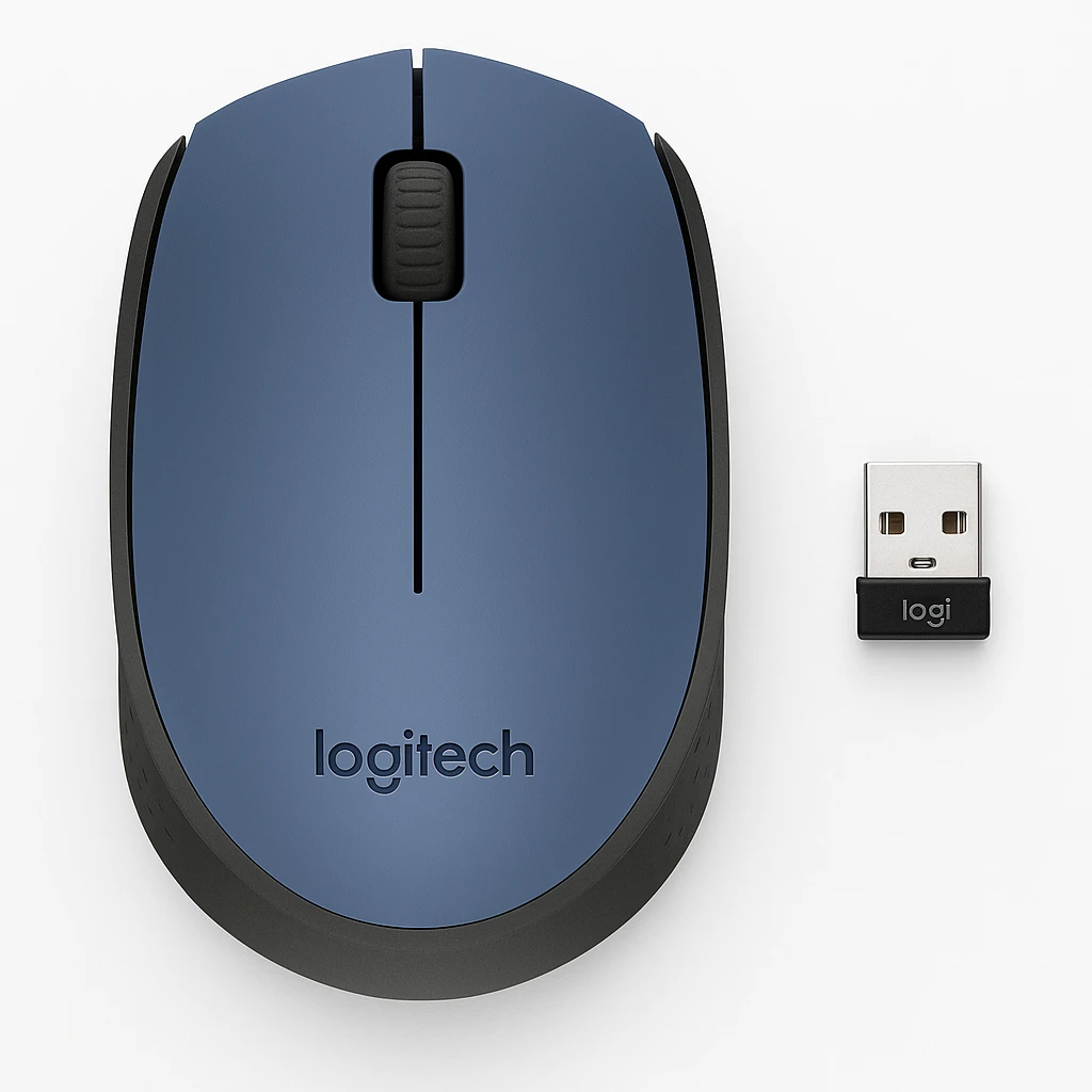 Logitech M170 Wireless Mouse, Ambidextrous, Blue Gray - Ratón - diestro y zurdo - óptico - 3 botones - inalámbrico - 2.4 GHz - receptor inalámbrico USB - azul/gris