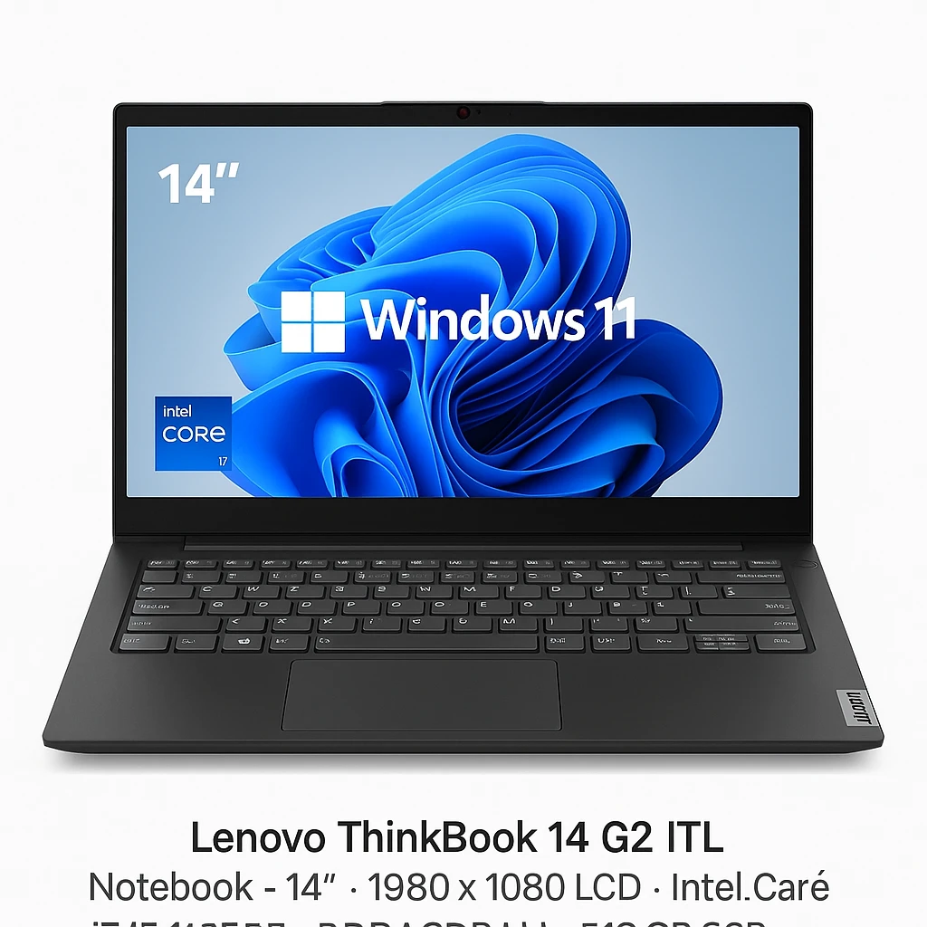 Lenovo ThinkBook 14 G2 ITL - Notebook - 14" - 1980 x 1080 LCD - Intel Core i7 I7-1165G7 / 2.8 GHz - DDR4 SDRAM - 512 GB SSD - Intel Iris Xe Graphics - Windows 11 Pro - Black - Spanish - 1-yea