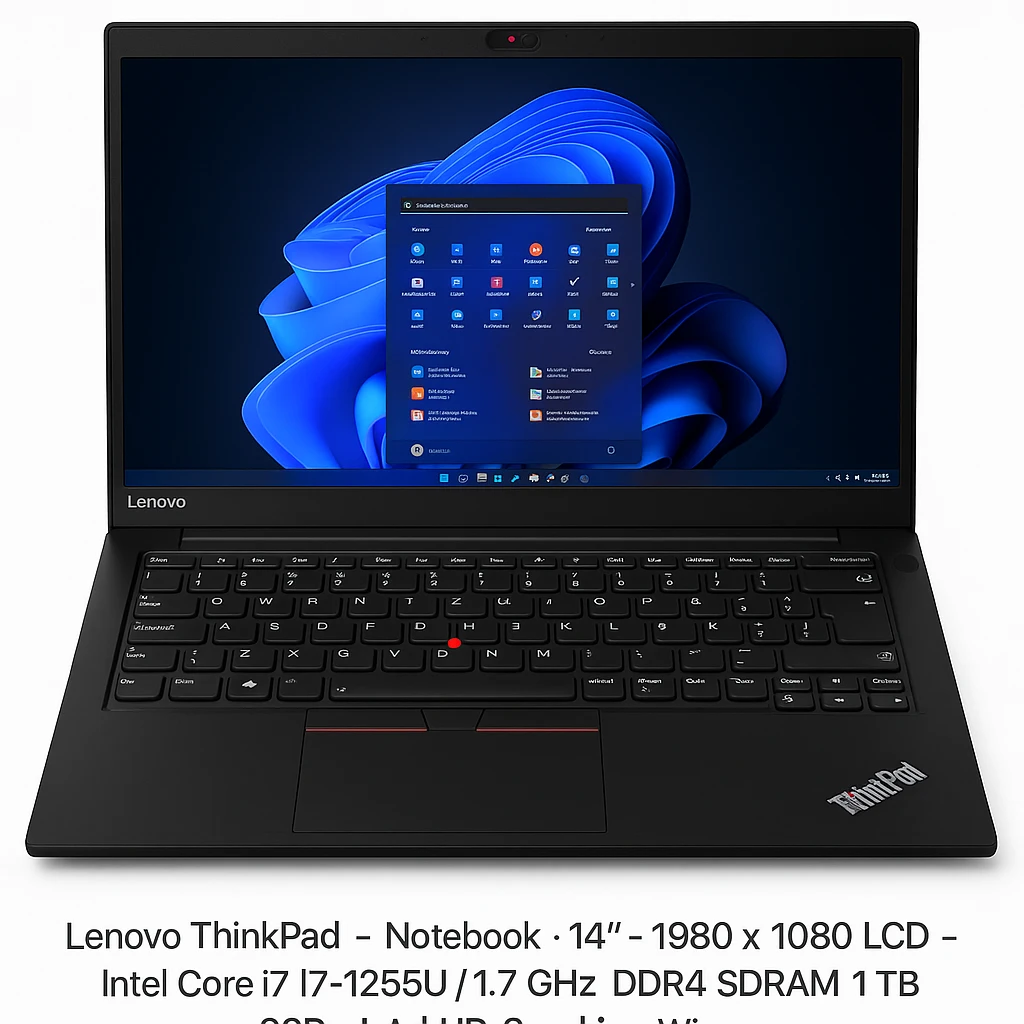 Lenovo ThinkPad - Notebook - 14" - 1980 x 1080 LCD - Intel Core i7 I7-1255U / 1.7 GHz - DDR4 SDRAM - 1 TB SSD - Intel HD Graphics - Windows 11 Pro - Black - Spanish - 3-year warranty