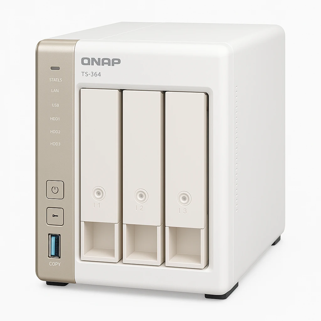 QNAP TS-364 - Servidor NAS - 3 compartimentos - SATA 6Gb/s - RAID 5 - RAM 8 GB - 2.5 Gigabit Ethernet - iSCSI soporta