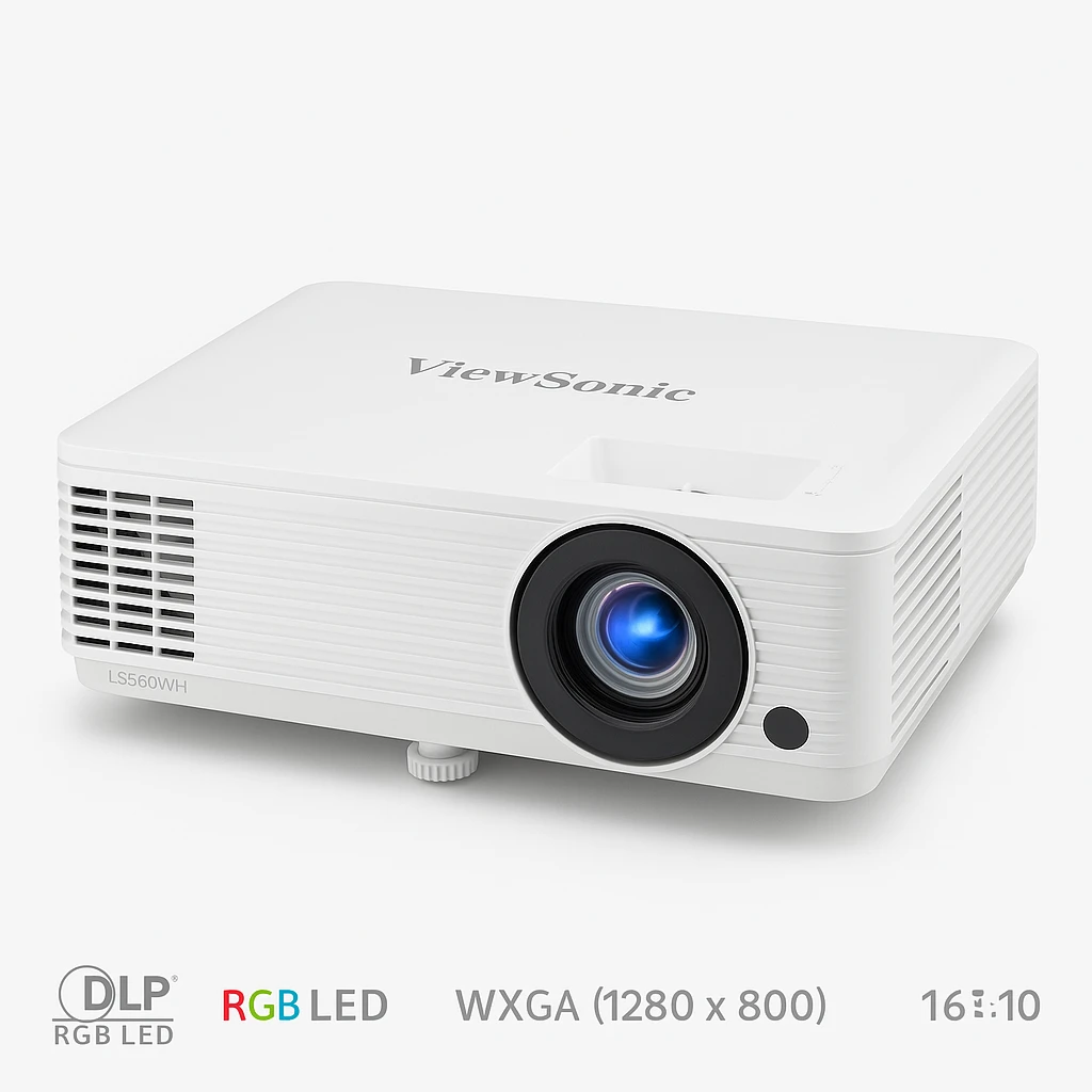 ViewSonic LS560WH - Proyector DLP - RGB LED - 3000 ANSI lumens - WXGA (1280 x 800) - 16:10 - 720p - objetivo zoom