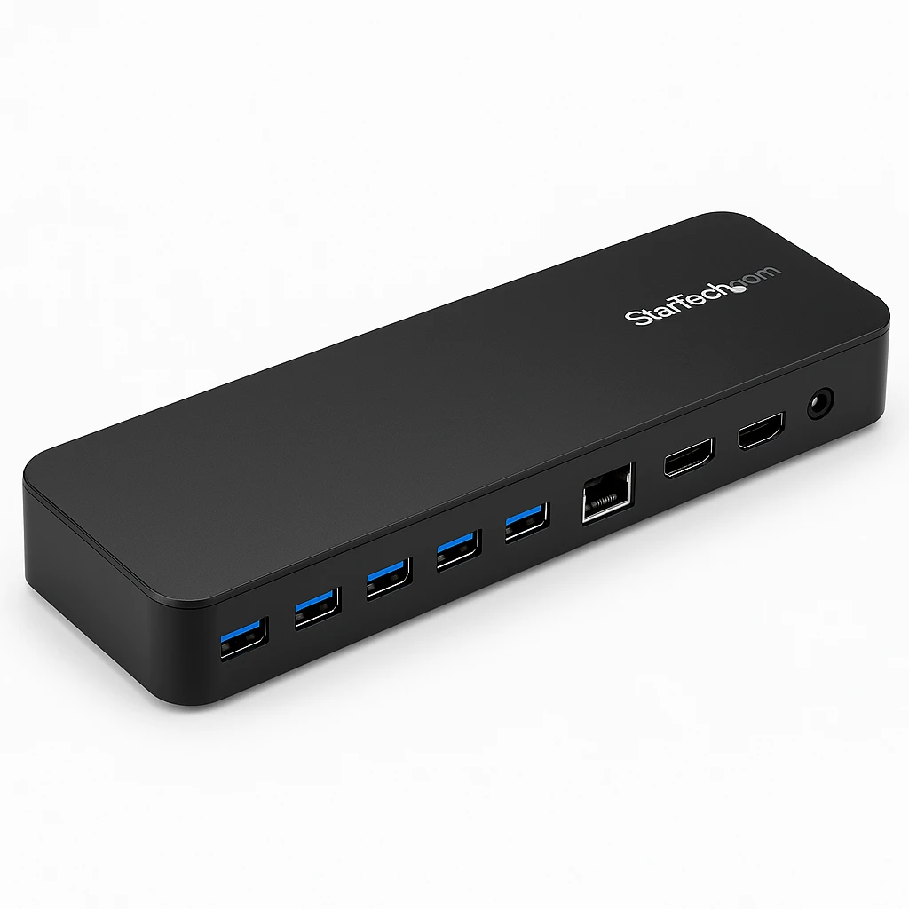 StarTech.com USB-C USB-A Dock, Hybrid Universal USB 3.0 Docking Station for USB-C or USB-A Laptop, Dual Monitor 4K 60Hz HDMI/DisplayPort, 6x USB-A Hub, Gigabit Ethernet, USB 3.1/3.2 Gen 1, Du