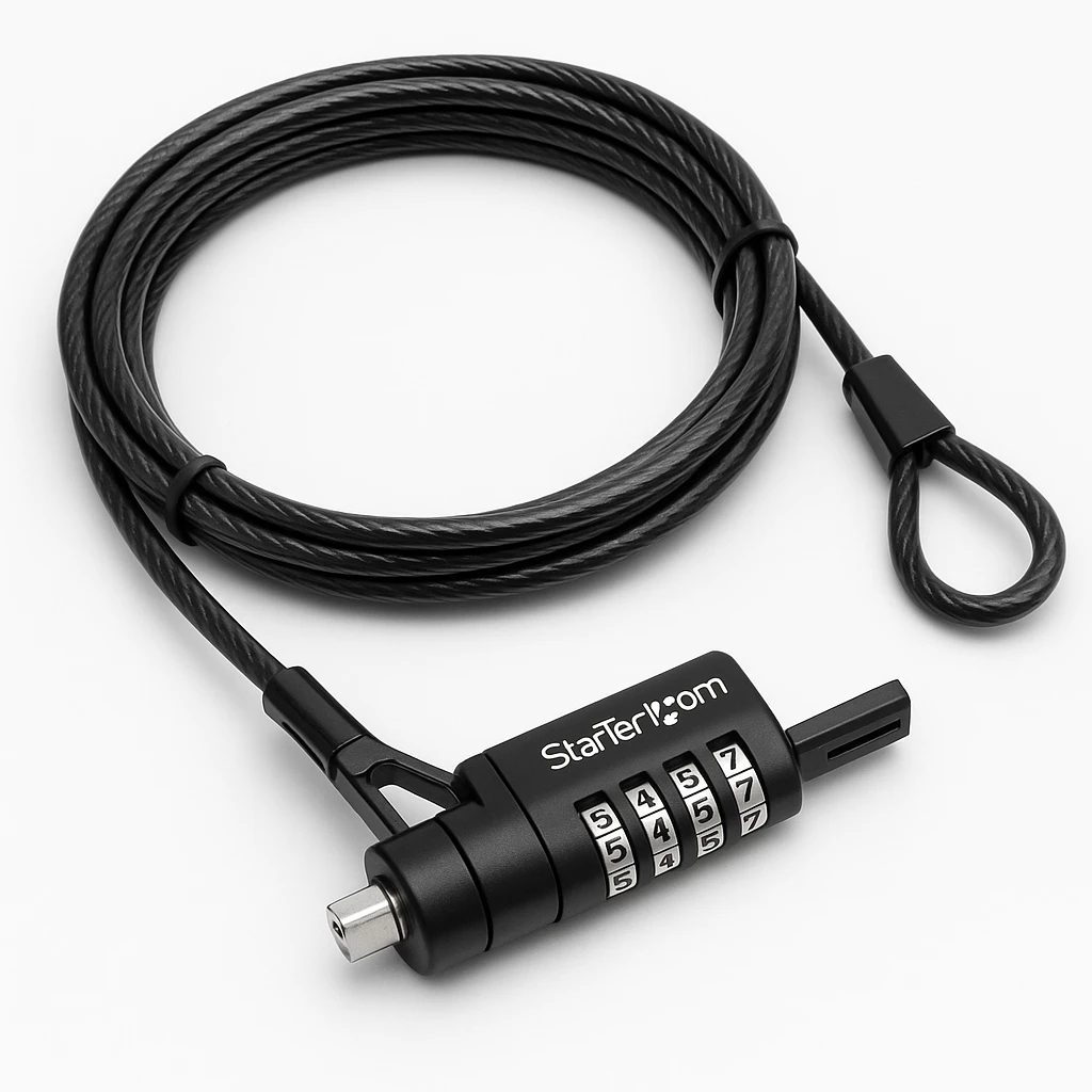 StarTech.com Cable de 2m de Seguridad para Ordenadores Portátiles - para K-Slot - Ranura Nano - Ranura Wedge - con Candado de Combinación - Bloqueo de cable de seguridad - 2 m - Conforme a la