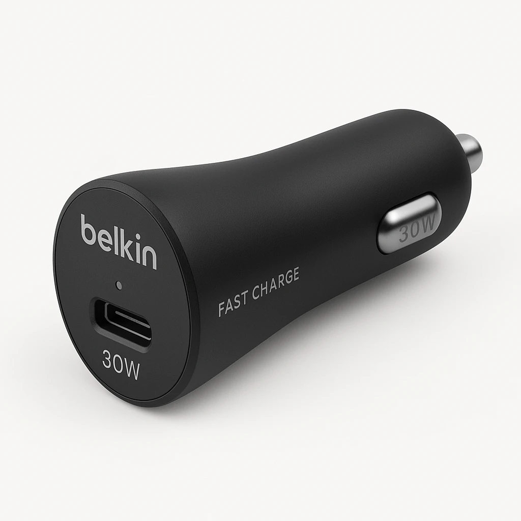 Belkin - Adaptador de corriente para el coche - 30 vatios - 3 A - Fast Charge, Suministro de energía 3.1 (24 pin USB-C) - negro