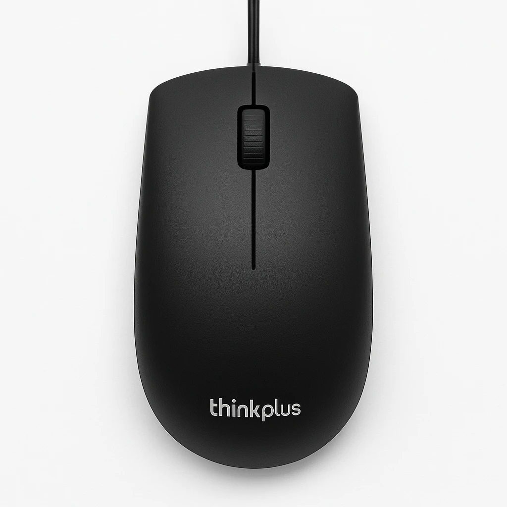 Lenovo ThinkPlus - Ratón - óptico - 3 botones - cableado - USB - negro furtivo