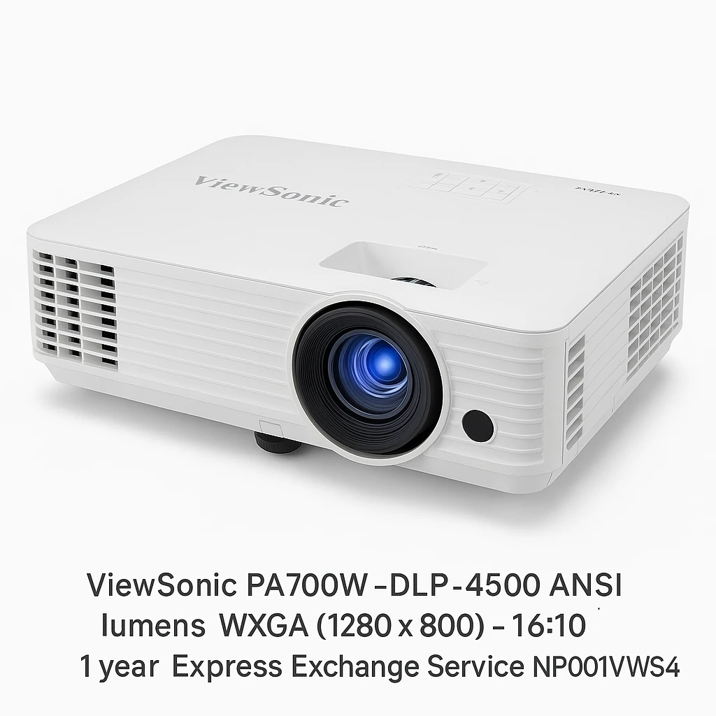 ViewSonic PA700W - Proyector DLP - 4500 ANSI lumens - WXGA (1280 x 800) - 16:10 - objetivo zoom - con 1 año de servicio de cambio urgente