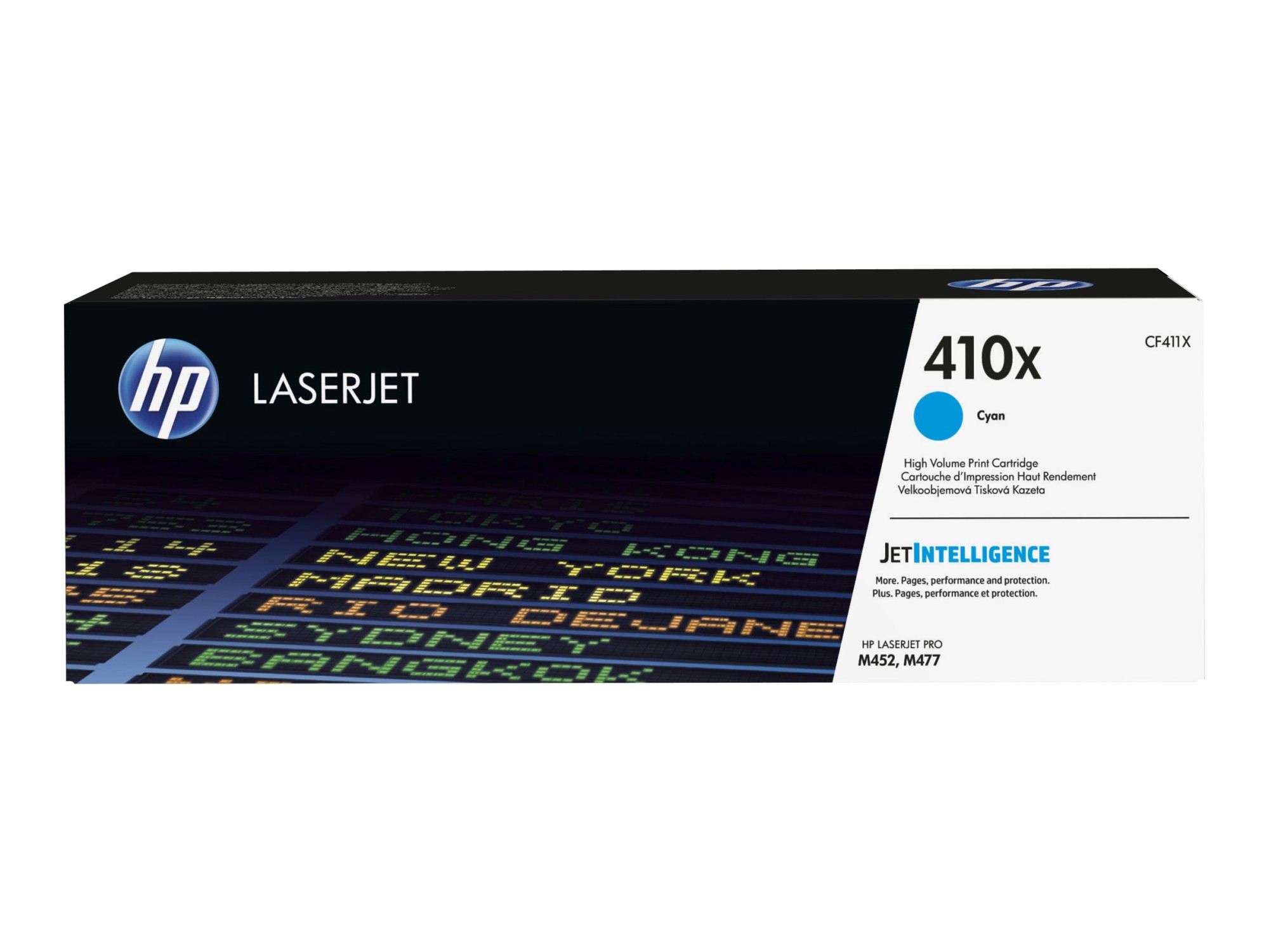 HP 410X - Alto rendimiento - cián - original - LaserJet - cartucho de tóner (CF411X) - para Color LaserJet Pro M452, MFP M377, MFP M477