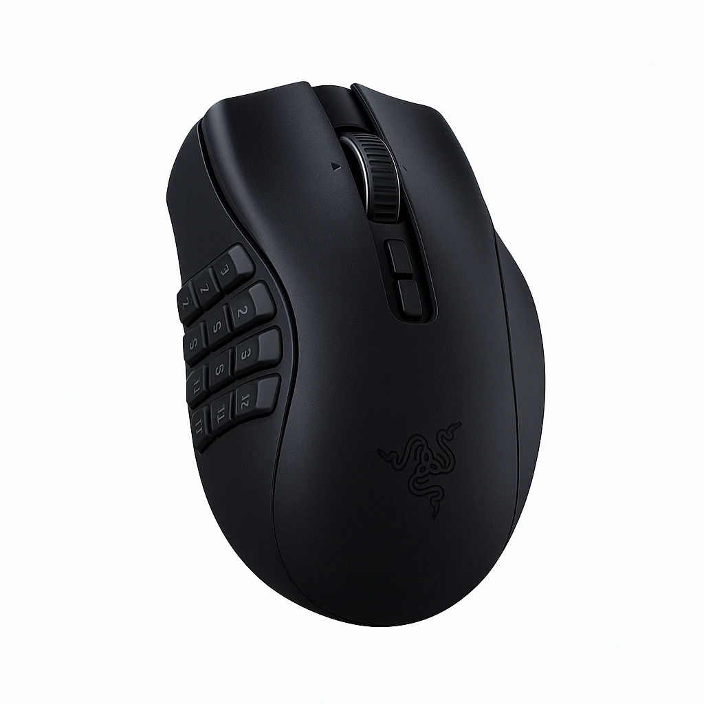 Razer Naga V2 Pro - Ratón - MMO, rueda HyperScroll Pro, gaming - diestro - óptico - 20 botones - cableado, inalámbrico - Bluetooth, USB-C, 2.4 GHz