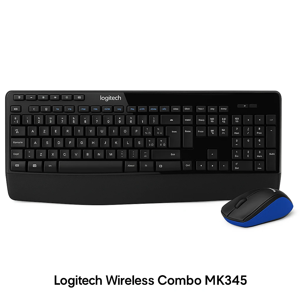 Logitech Wireless Combo MK345 - Juego de teclado y ratón - inalámbrico - 2.4 GHz - QWERTY - español - negro, azul