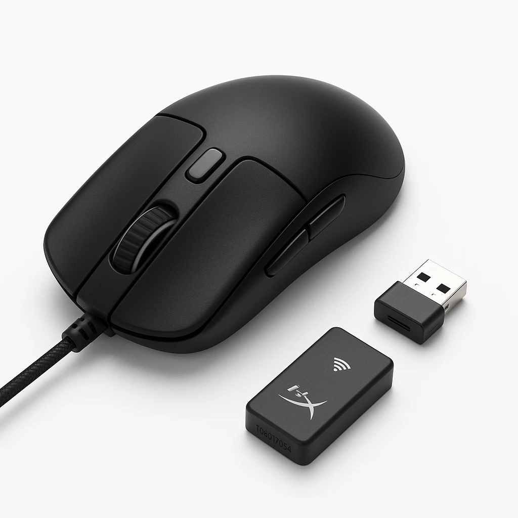 HyperX Pulsefire Haste 2 - Ratón - óptico - 6 botones - inalámbrico, cableado - 2.4 GHz, Bluetooth 5.0 - receptor inalámbrico USB - negro