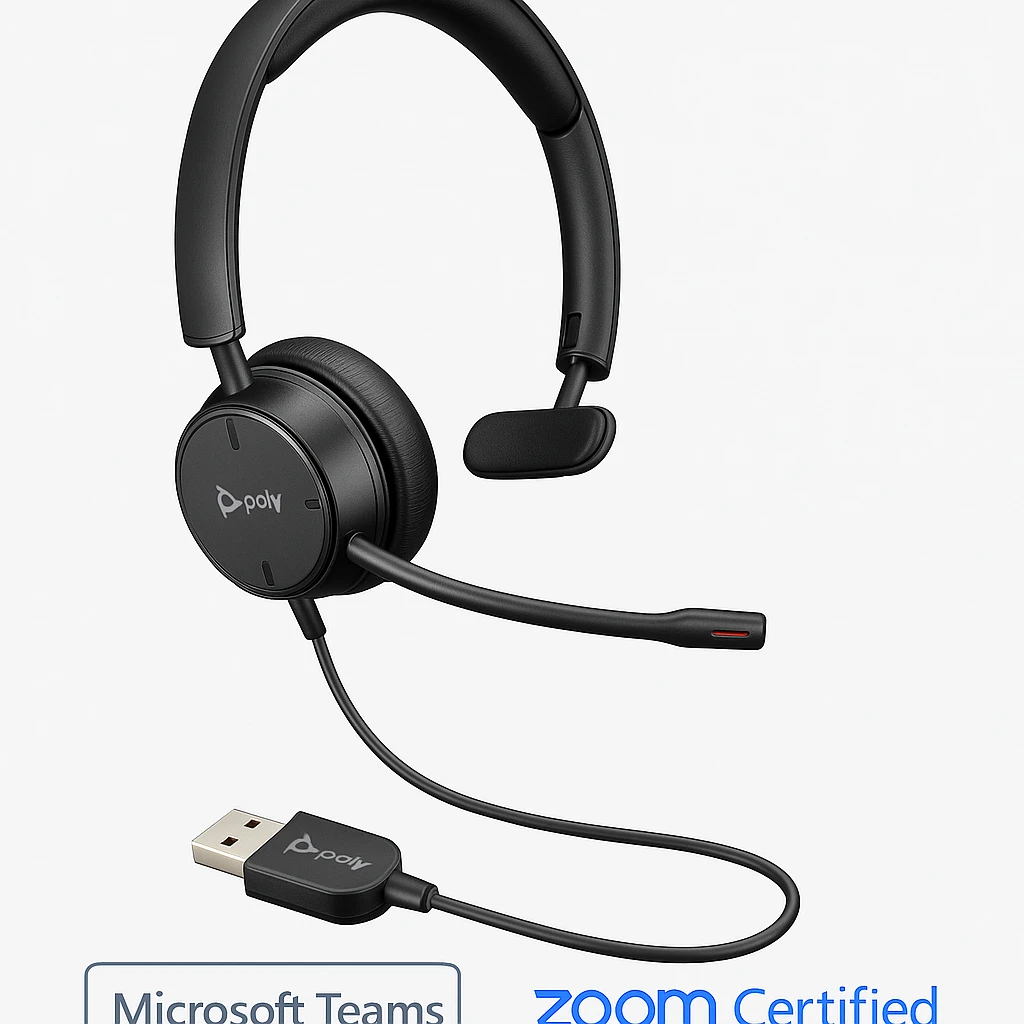 Poly Voyager 4320-M - Auricular - en oreja - Bluetooth - inalámbrico, cableado - USB-A a través de adaptador Bluetooth - negro - Certificado para Equipos de Microsoft, Certificado por Zoom