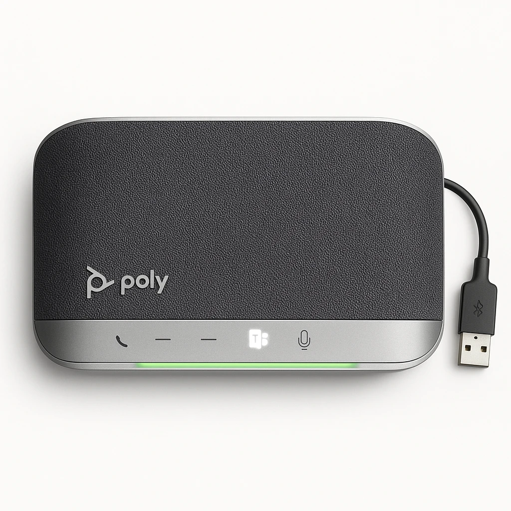 Poly Sync 20+M - Altavoz de manos libres inteligente - Bluetooth - cableado, inalámbrico - USB-A a través de adaptador Bluetooth - plata - Certificado para Equipos de Microsoft