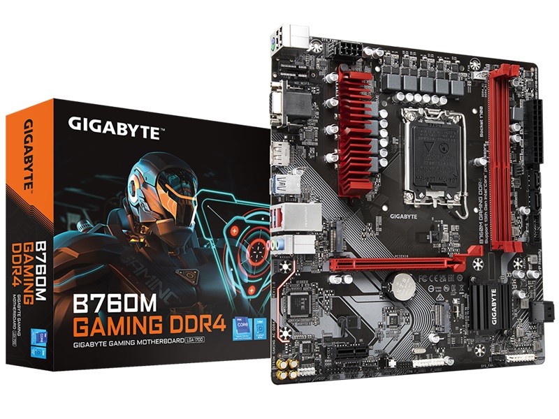 Gigabyte - B760M GAMING DDR4 - Motherboard - Micro ATX - LGA1700 Socket - Intel B760 - para Celeron / para Core i3 / para Core i5 / para Core i7 / para Pentium Gold - Intel HD Graphics - None