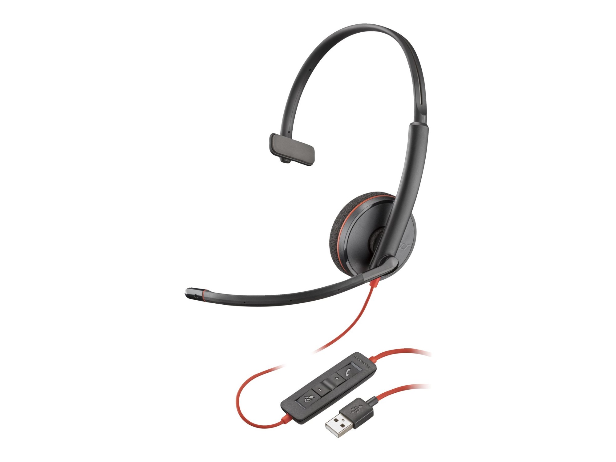 Poly Blackwire 3210 - Blackwire 3200 Series - auricular - en oreja - cableado - USB-A - negro - Certificado por Skype, Certificado por Avaya, certificado con Cisco Jabber (paquete de 50)