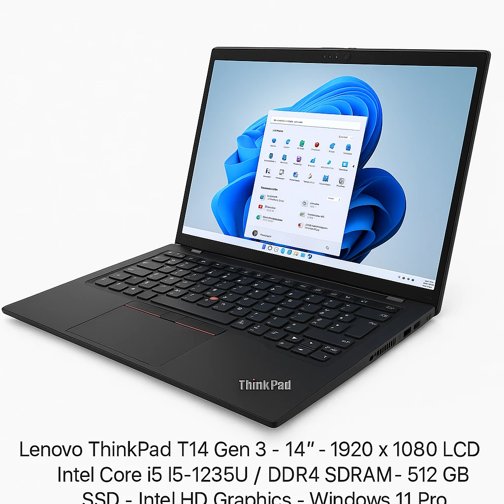 Lenovo ThinkPad T14 Gen 3 - Notebook - 14" - 1920 x 1080 LCD - Intel Core i5 I5-1235U / 3.3 GHz - DDR4 SDRAM - 512 GB SSD - Intel HD Graphics - Windows 11 Pro - Black - Spanish - 3-year warra