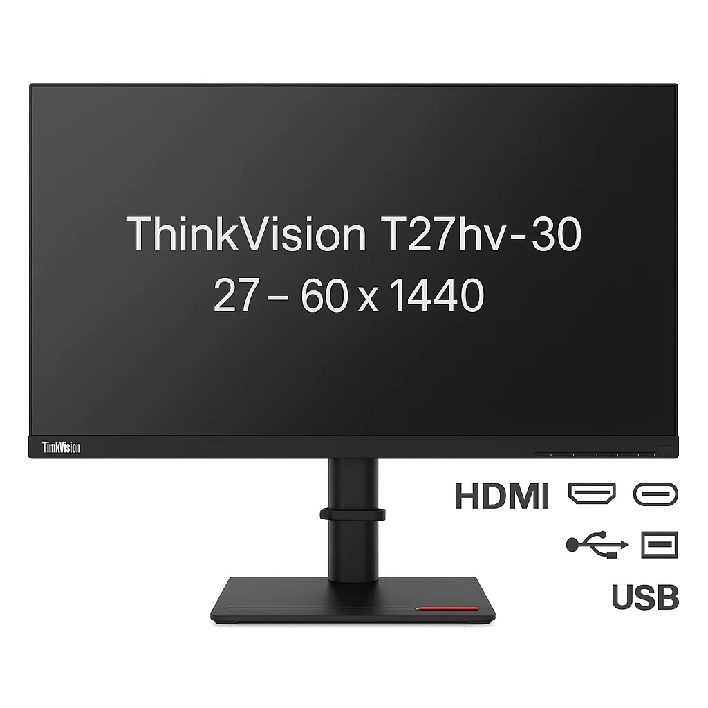 Lenovo ThinkVision T27hv-30 - LCD monitor - 27" - 2560 x 1440 - IPS - HDMI / DisplayPort / USB-C / USB - Black