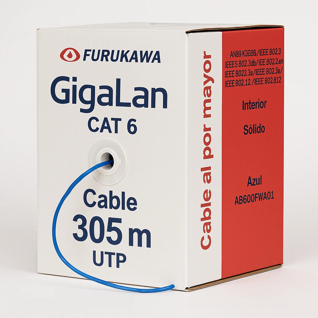 Furukawa GigaLan - Cable al por mayor - 305 m - UTP - CAT 6 - ANSI X3T9.5/IEEE 802.3/IEEE 802.3ab/IEEE 802.3an/IEEE 802.3u/IEEE 802.5/IEEE 802.12 - interior, sólido - azul