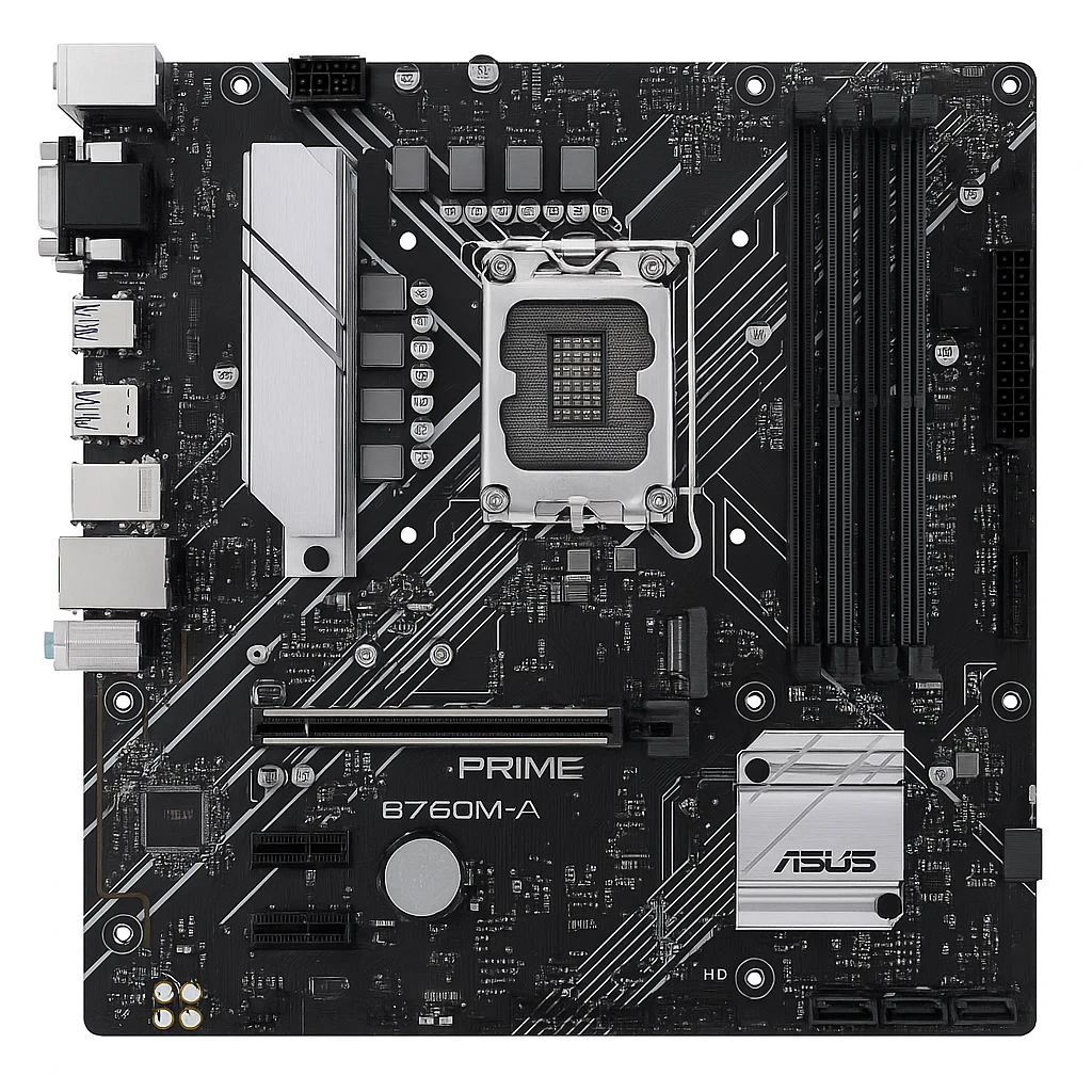 ASUS PRIME B760M-A - Placa base - micro ATX - Socket LGA1700 - B760 Chipset - USB 3.2 Gen 1, USB 3.2 Gen 2, USB-C 3.2 Gen 1 - 2.5 Gigabit LAN - Tarjeta gráfica (CPU necesaria) - HD Audio (8-c