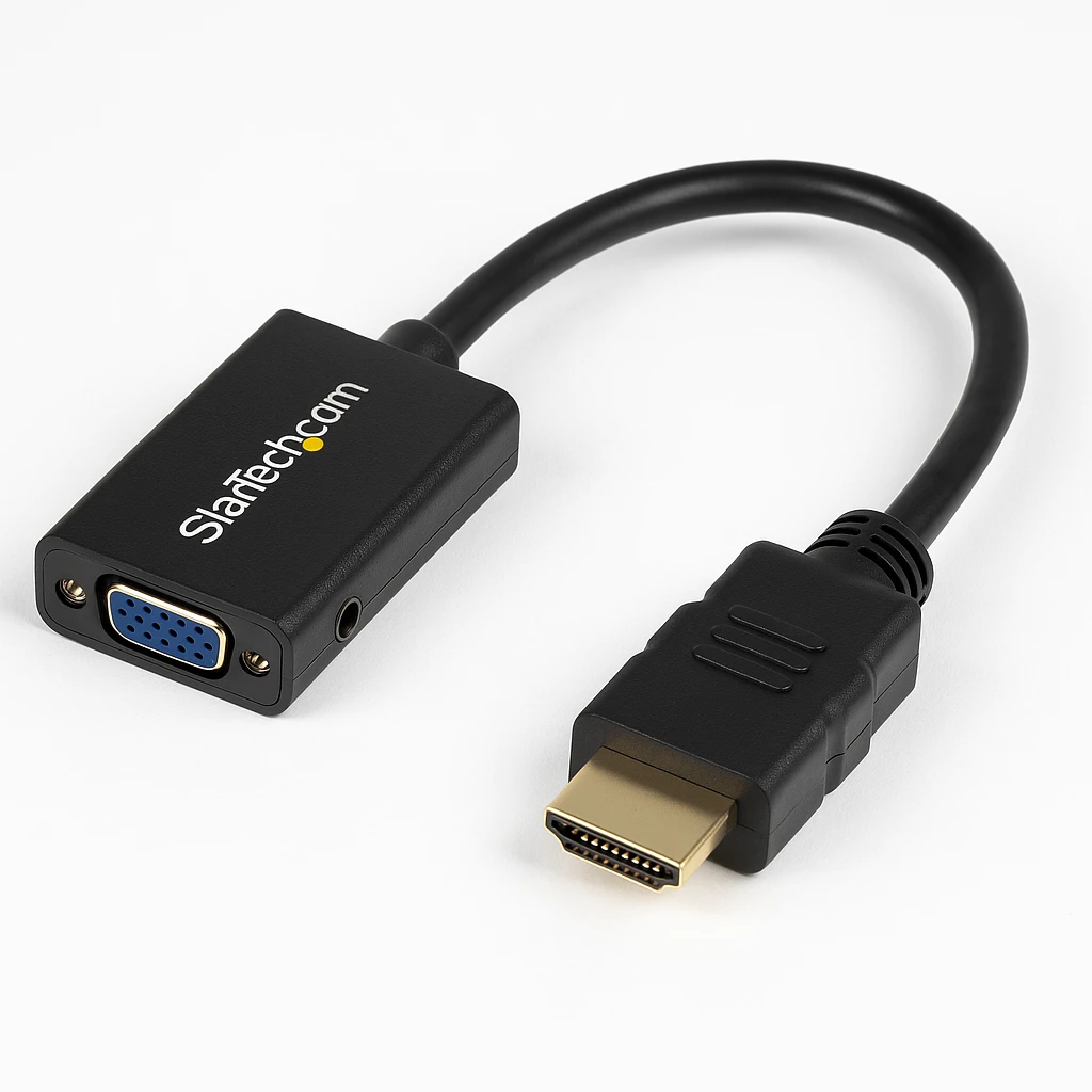 StarTech.com Cable Adaptador Externo Conversor Vídeo Audio HDMI a VGA - 1x HD15 Hembra - 1x HDMI Macho - 1x Mini Jack Hembra - 1920x1200 - Adaptador de vídeo - HDMI macho a HD-15 (VGA), minic
